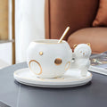 Nordic Cute Cartoon Space Bear Cup and Saucer Set Ceramic Porcelain Tea Cups & Saucers Coffee Sets