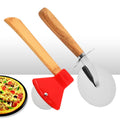 Creative Wooden Handle Stainless Steel Pizza Cutter Single Wheel Cake and Cookie Cutter Metal Kitchen Tool