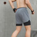 TITI Casual Fitness Workout Loose Sportswear Running Double Layer Shorts Summer Men Sports Shorts With Back Phone Pocket