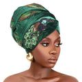 Peacock Patterns Velvet Head Scarf Headwrap Stretch Warm Turban Headwear for Women and Girls
