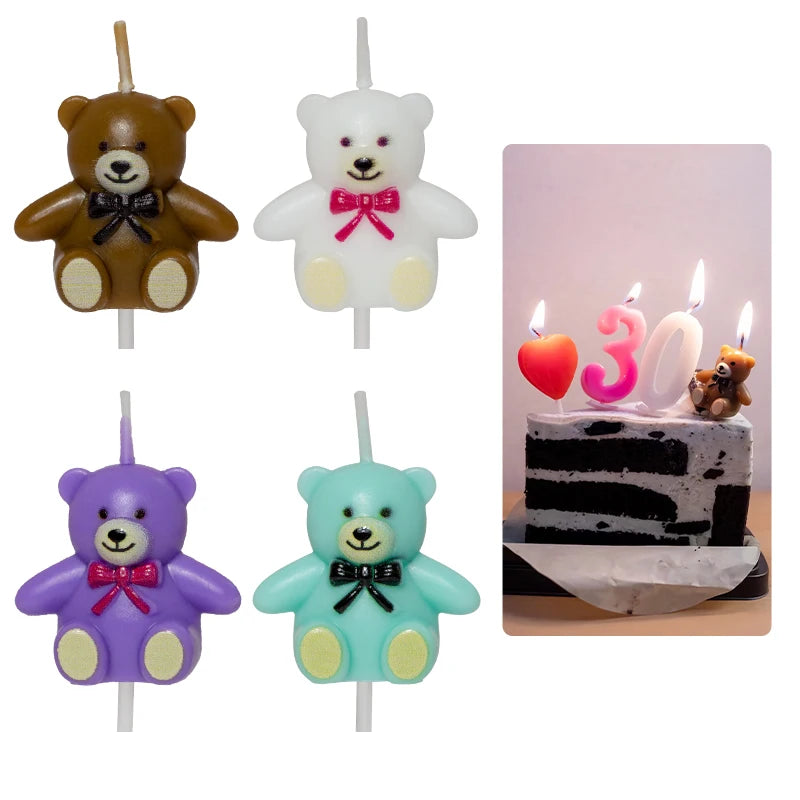 Professional Candles Factory 2024 Hot Selling Bear Shape Birthday Cake Decoration Candles for Party