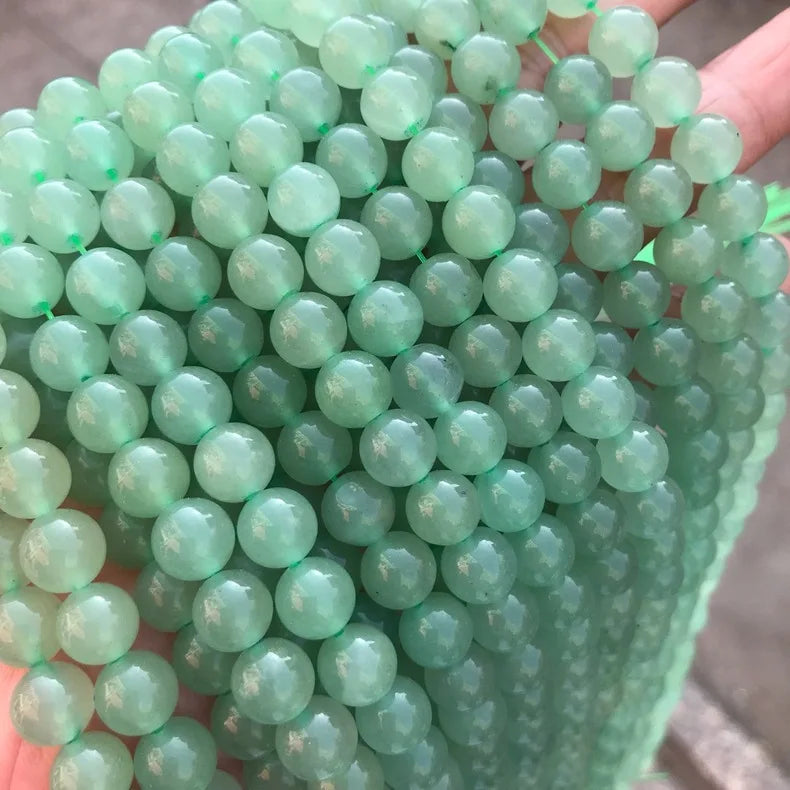 Bestone Natural Stone Loose Beads 8mm Green Aventurine Crystals Round Beads for Jewelry Making Diy Bracelets