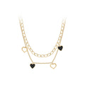 Latest 18K Gold Plated Stainless Steel Jewelry Hollow Heart Charms Pendant Double Layered Link Chain for Women Necklace P233388