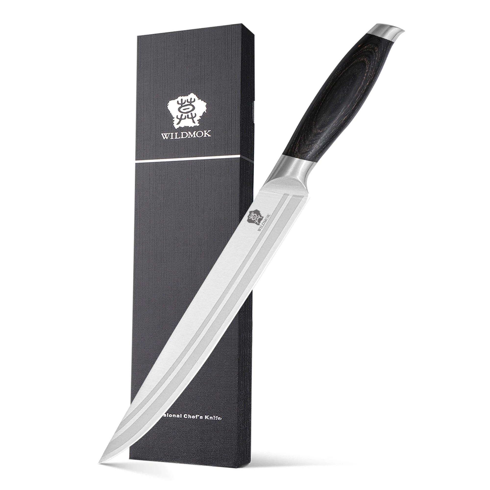WILDMOK 8 Inch Professional Carving Knife 8 Inch Meat Cutting Knife German Stainless Steel BBQ Knife with Black Wood Handle
