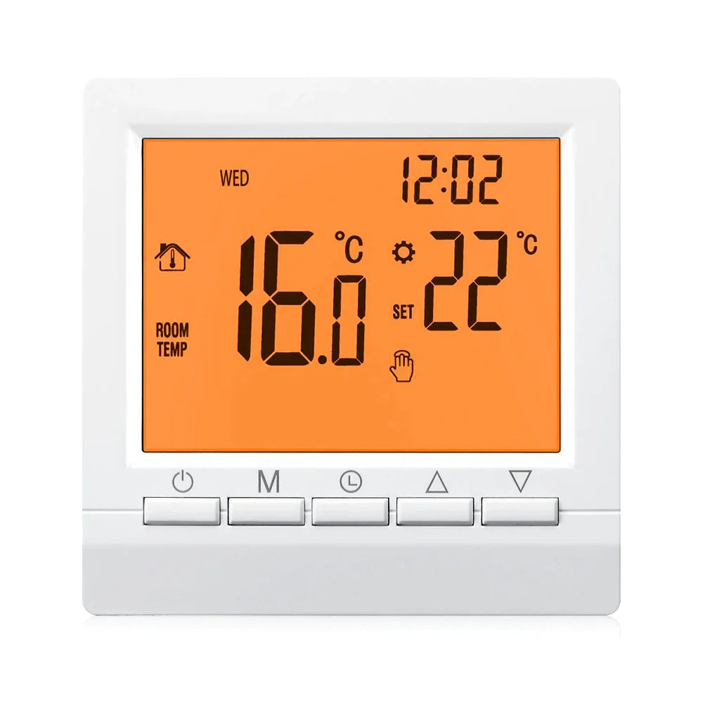 Programmable Gas Boiler Heating Temperature Regulator LCD Control AA Battery Thermostat With Kid Lock