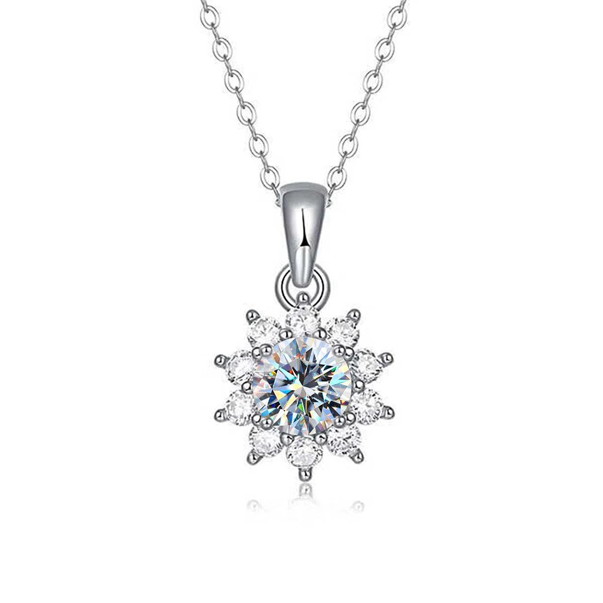 925 Sterling Silver Luxury Round Bag SNOW Necklace GRA  Diamond Moissanite Pendant Necklace Women Wedding Fashion Jewelry