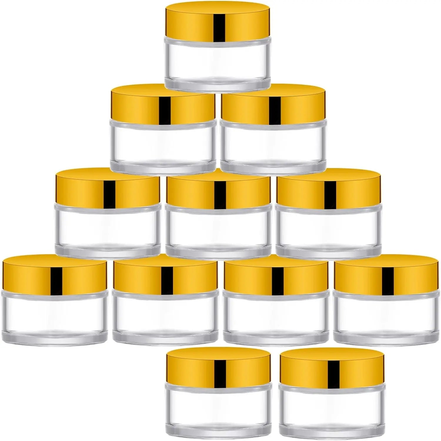1 oz Round Transparent Glass Jar with Inner Liners and Gold Lid (12pcs)