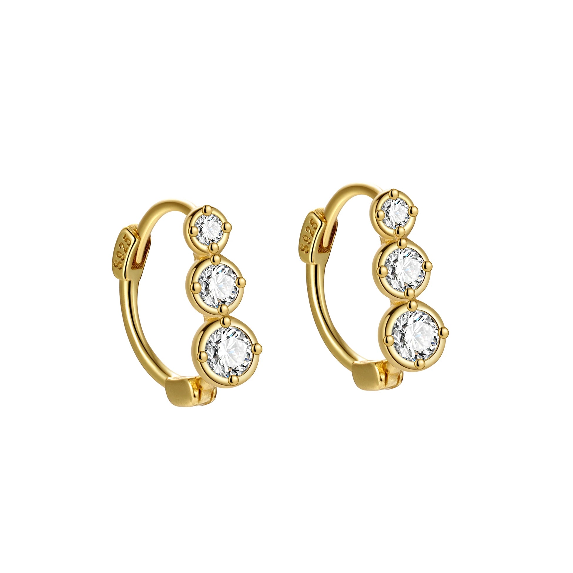 Luxury Earrings 925 Sterling Silver Three Round Cubic Zirconia CZ Stone Earrings for Women Girls Fine Jewelry Wholesale