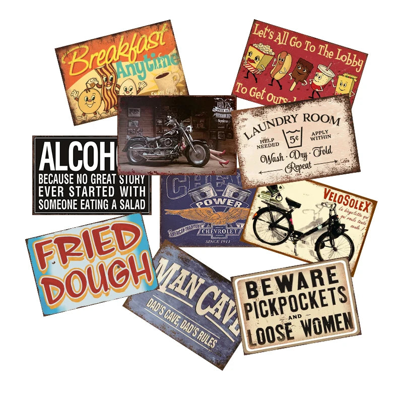 Tin Sign Metal Posters Wholesale for Bar Garage Wall Decor Embossed Metal Sign Custom Tin Sign