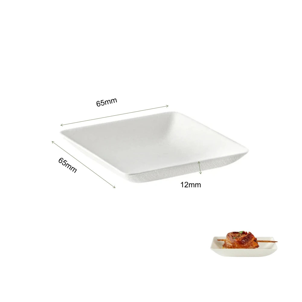 Disposable Sugarcane Bagasse Square Shape Mini Tasting Dish Compostable Bagasse Sauce Plate