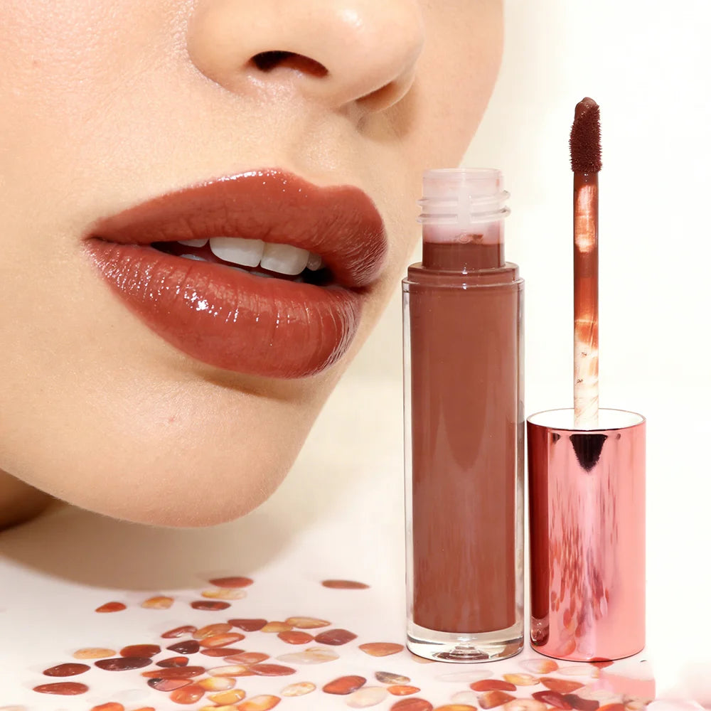 Hot Selling Rose Gold Matte Lipstick High Pigment 10ml Nude Lipgloss with Custom Logo Mineral Ingredient
