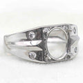 Sterling Silver 8*10mm Semi Mount Men's Ring Frame Empty Blank Claw Setting S925 Base Holder Without Center Stone for DIY Inlay