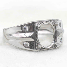 Sterling Silver 8*10mm Semi Mount Men's Ring Frame Empty Blank Claw Setting S925 Base Holder Without Center Stone for DIY Inlay