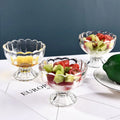 Creative Vintage-Style Petal Transparent Glass Tumbler for Home Use Ice Cream Milk Tea Dessert Yogurt Salad