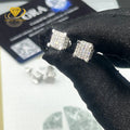 Sparkly Jewelry Ice Out Moissanite Ear Stud VVS Square Shape S925 Sterling Round Cut Diamond Stud Earrings for Women