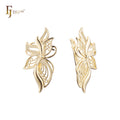 FJ Fallon Fashion Jewelry Leaves Butterfly Clip-On Earrings Plated in 14K Gold Brass Based