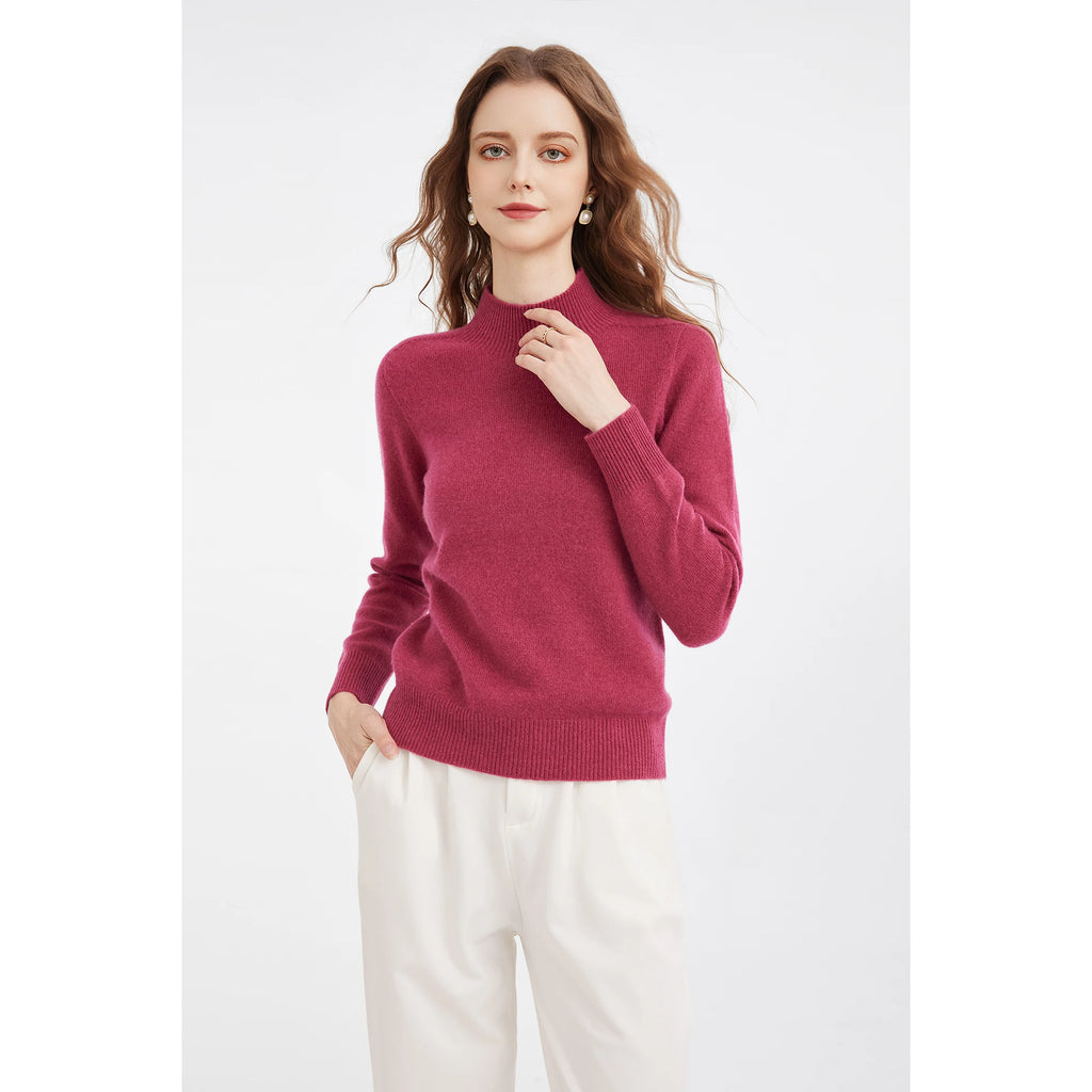 First-line Ready-made Seamless 100% Wool Autumn and Winter Half-high Collar Knitted Bottoming Shirt Knit Sweater