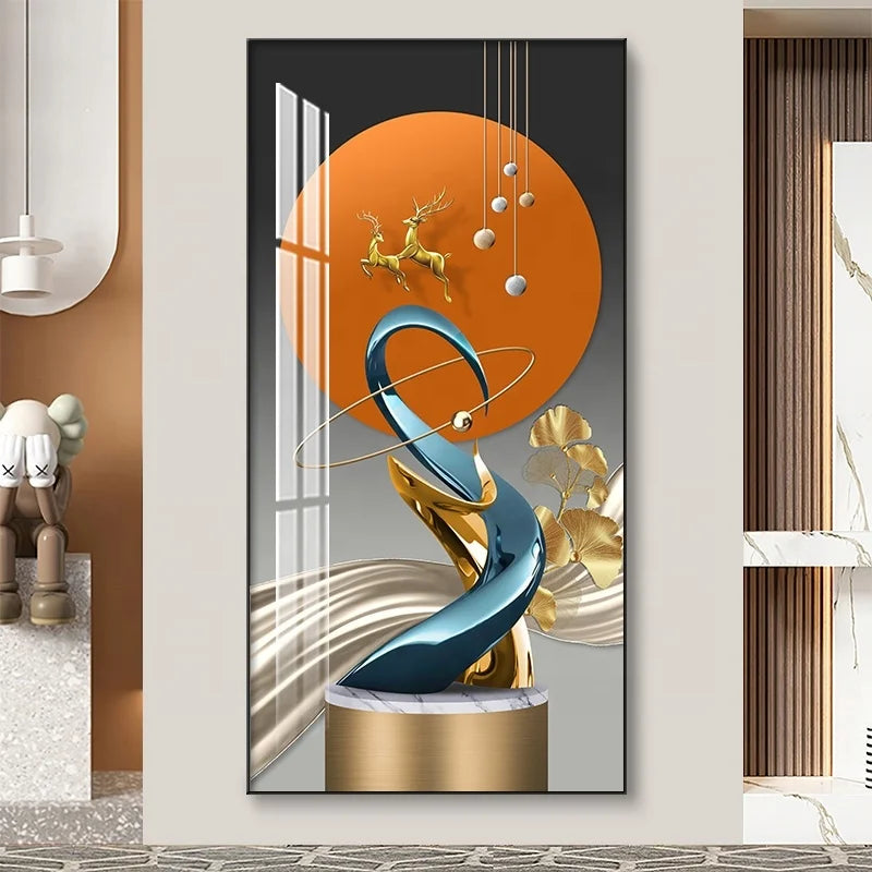 Luxury Oil Modern Seascape Abstract Crystal Porcelain Wall Painting for Home Living Room Decoration