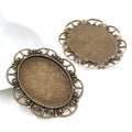 30x40mm Inner Size Vintage Flower Cabochon Blank Base Setting Charms Pendant Bezel Trays DIY Jewelry Supplies