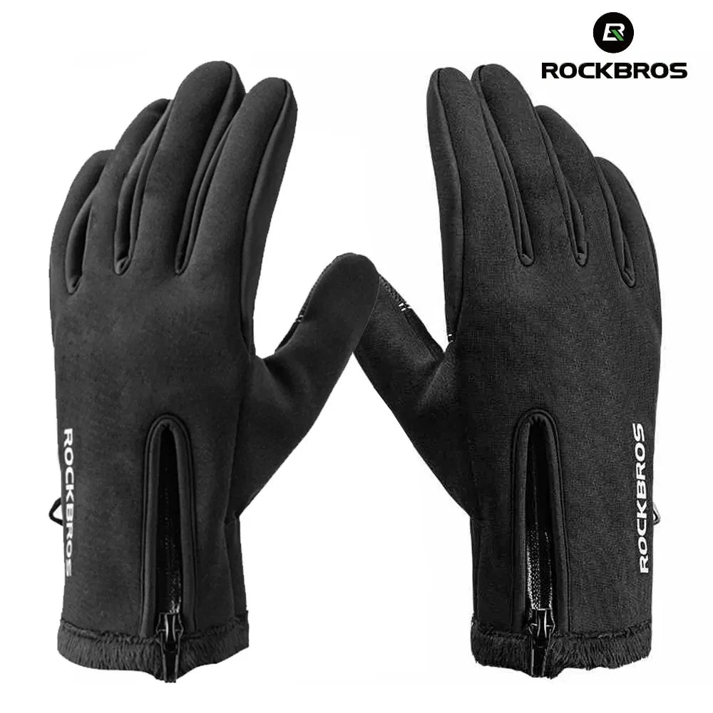 ROCKBROS Men Women Touch Screen Winter Warm Riding Bicycle Reflective Gloves Full Finger Cycling Gloves