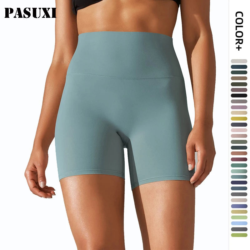 PASUXI Custom Summer Spandex Nylon High Waist Activewear Training Yoga Butt Scrunch Gym Sports Biker Shorts for Womens