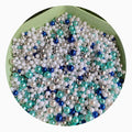Mixed Size Acrylic Pearl Round Beads Plastic No Hole Loose Beads for Needlework Craft Jewelry Making Blue White Silver Balls