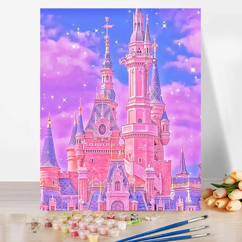 Wholesale DIY Painting by Numbers Castle Hand-painted Oil Painting Filling Coloring Acrylic Paint Living Room Decoration