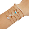 2024 New Arrival Set of 6pcs Simple Female Butterfly Leaf Eye Turquoise Bracelets Fashion Charm Jewelry Wholesale