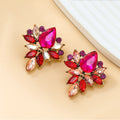 Luxury Shiny Trend Metal Rhinestone Flower Hoop Earrings for Women Elegant Wedding Banquet Jewelry with Elegant Accessories Gift