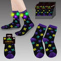Custom Eco-Friendly Acrylic Yarns Mardi Gras Adult Short Socks Glow in Dark LED Light Outfit Accessory Gift 1 Pair