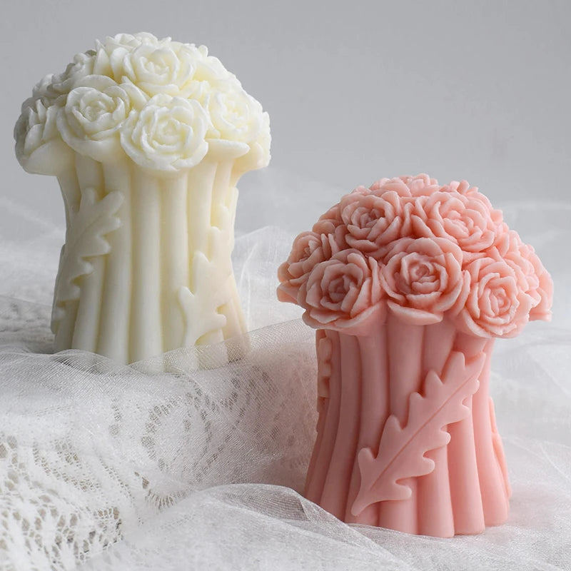 Rose Bouquet Aromatherapy Candle Mold Wedding Candle Mold Valentine's Day Rose Decoration Silicone Mold