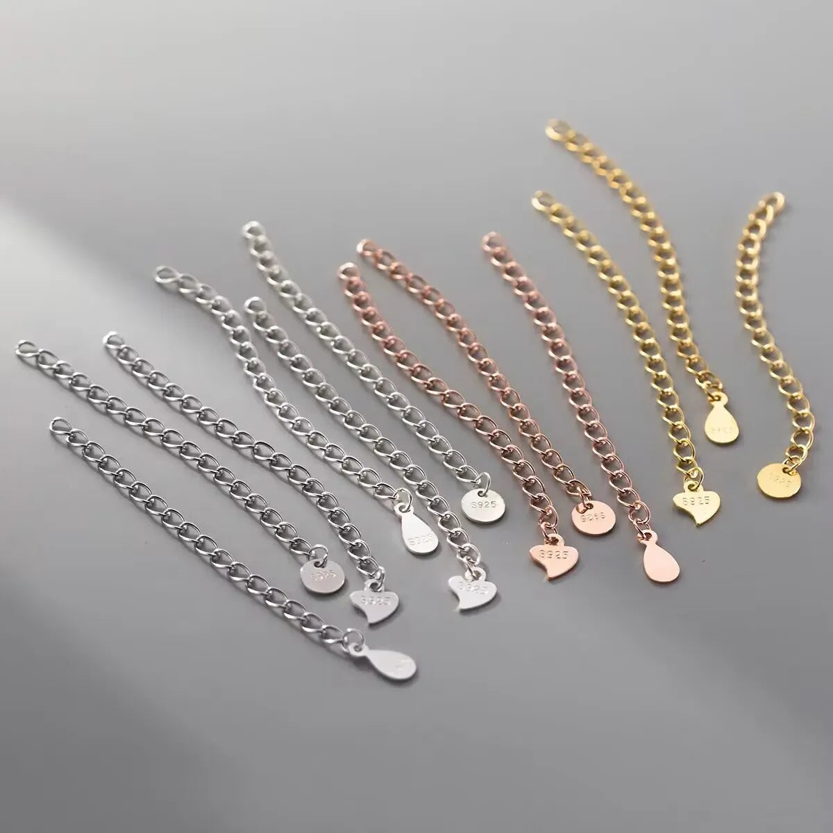 Solid 925 Sterling Silver Women's DIY Jewelry 5CM Chain Extender Cute Clover Waterdrop Tear Drop Design Featuring Zircon Gift