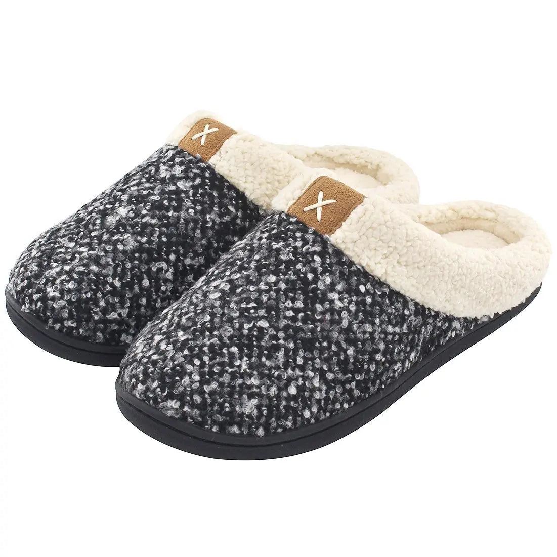 Fashion Autumn Winter Fashion Unisex Indoor Shoes Fluffy Fur with TPR Outsole Anti-Slip Flat Cotton Closed Toe for Men and Women