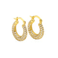 Chunky Fashion Chic Alloy Material Zircon Beads Micro Iced Out Setting Hoop Drop Earring Jewelry 18mmx5mm