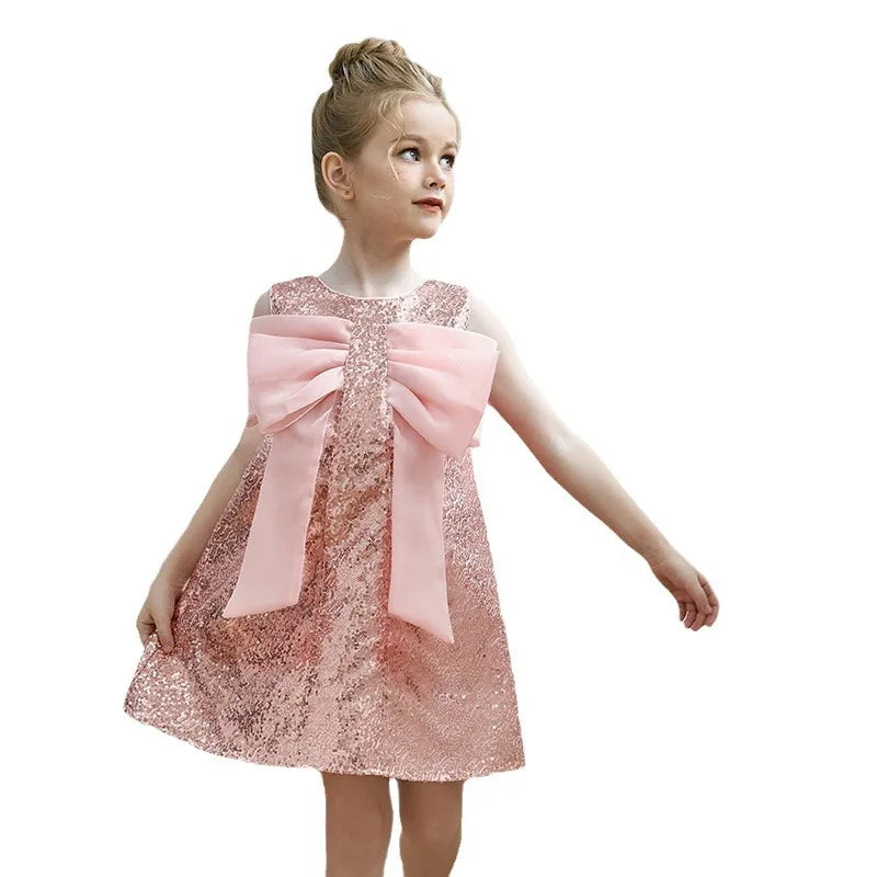 Hot Sell Korean Girls Princess Sundress Kids Heart Elegant Wedding Dress Children Birthday Formal Clothing