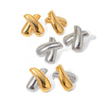 18K PVD Plated X-Shape Stainless Steel Ear Studs Trendy Rust-Proof Versatile Stud Earrings Gifts for Women Accessories