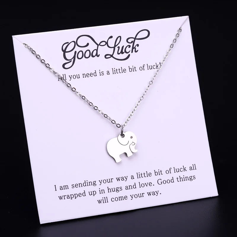 Inspirational Jewelry Gift for Child Animal Monkey Panther Owl Horse Fox Cat Dog Paw Elephant Pendant Necklace for Women