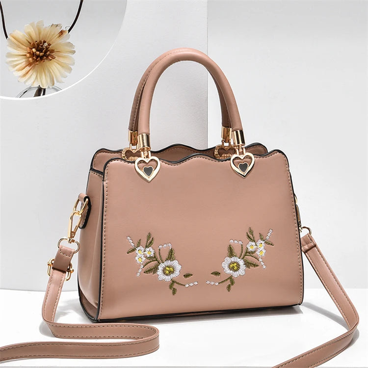 Hight Quality Oem Vintage Style Grey Embossed Medium Women Floral Hand Bags for Party