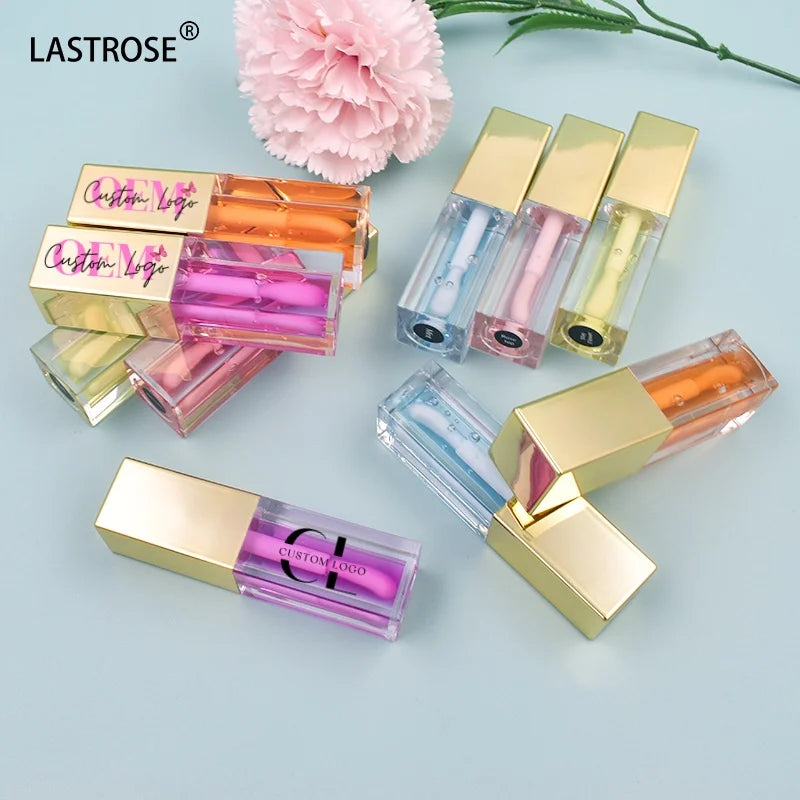 Plant Vegan Lip Balm Gloss Moisturizing Flavouring Fruit clear pink Gold Lipgloss Private Label Luxury Lip Plumper Oil