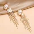 New Style Pearl Stud Earrings Fashion Gold Tassel Earrings Long Tassel Earrings for Women KQEH448