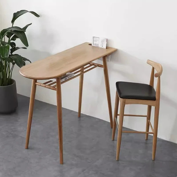 Scandinavian Modern Solid Wood Outdoor Bar Table and Stool Set with Bulkhead Table for Commercial Use