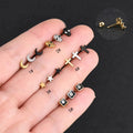 Skull Moon Star Cross Ear Bone Screw Nails Nose Lip Stainless Steel Threaded Piercing Stud Earring Gold Plated for Weddings