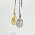 Duyizhao Charm 925 Sterling Silver Retro Fashion Exquisite Simple Personality Round Brand Maria Pendant Necklace