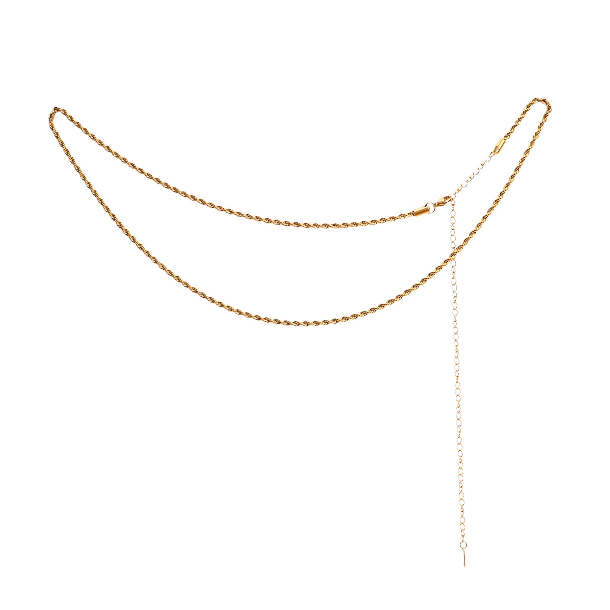 Chris April Minimalist 316L Stainless Steel PVD Gold Plated 5mm Simple Rope Twisting Long Belt Chain
