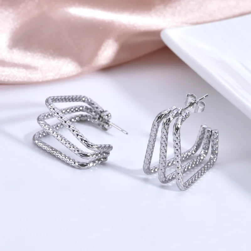 New High End Luxury Creative Custom Women 18K Gold Plated Stainless Steel Stud Earring for Women