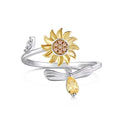 ACME Fashion Sunflower Bee Shape Spinning 18K Gold Plated  S925 Silver Waterproof   Vintage Sunflower Rings for Women