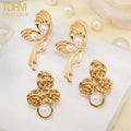 Wholesale Stainless Steel 18k Gold Plated Cute Exquisite Women Fashion Butterfly Rose Flower Pearl Earrings