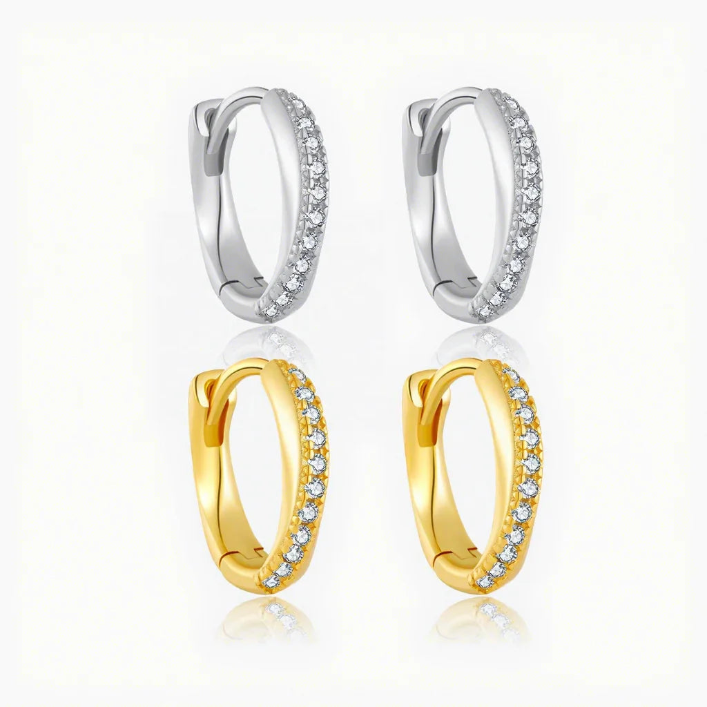 FUAMAY Gold Plated Silver 12.4mm Hoops Earrings Cute Bohemian Zircon Swirl Design Summer Jewelry Girls Engagement