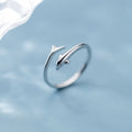 Real 925 Sterling Silver Dolphin Animal Adjustable Ring for Women Party Cute Fine Jewelry Minimalist Accessories