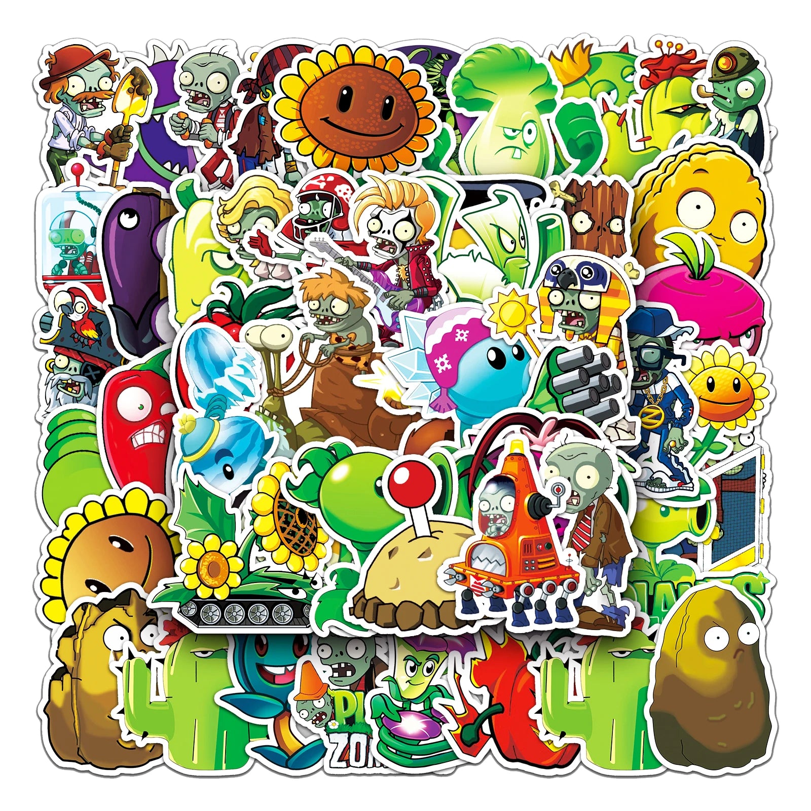 50Pcs No Repeat Plants VS Zombies Graffiti Stickers for Bottle Luggage Car PVC Hot Sale Phone Game Sticker